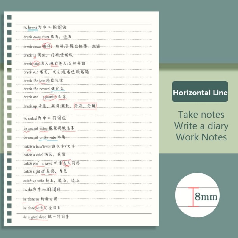 Kvaliteetne A5/B5/A4 mähisega sülearvuti, 80 lehe ruudustikud/tühjad/horisontaalsed jooned, spiraalmärkmik, ümberpööratav visandivihik, kingitus õpilastele