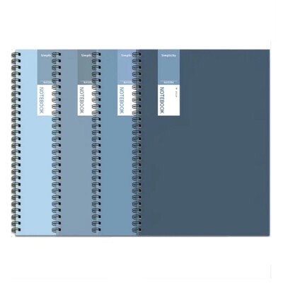 A5, 1 set od 4 komada, po 40 listova, jednostavna plava, bilježnica u zavoju, osnovnoškolci, studenti, za ured, bilježnica