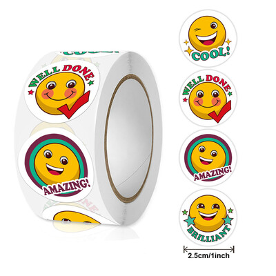 Karštas veido lipdukas Apdovanojimas Animacinis lipdukas Mokytojai Vaikai Padėkos Apvalios fluorescencinės spalvos dėmės Prekės Laimės paskata