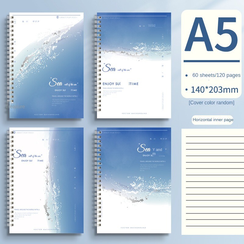 Mähismärkmik Sea Style Sea Salt Series B5 suur märkmik/A5 mähismärkmik Maastikuga mähismärkmik õpilastele päevaplaneerija