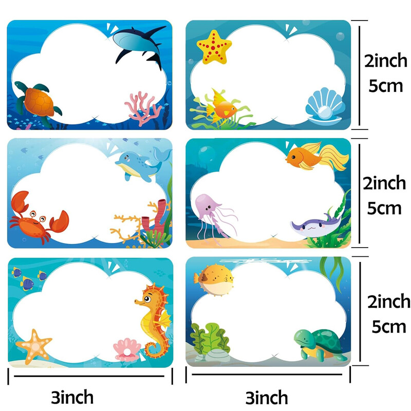 120 τμχ Ετικέτες με όνομα ζώου Ocean Sea Αυτοκόλλητα ετικέτας ονόματος Classroom Under The Sea Desk