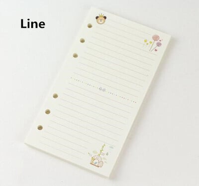 Kawayi A5 A6 Caiet cu frunze libere Reîncărcare Liant în spirală Pagina interioară Săptămânal Lunar To Do Line Dot Grid În interiorul hârtiei Papetarie