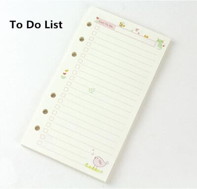 Kawayi A5 A6 Caiet cu frunze libere Reîncărcare Liant în spirală Pagina interioară Săptămânal Lunar To Do Line Dot Grid În interiorul hârtiei Papetarie