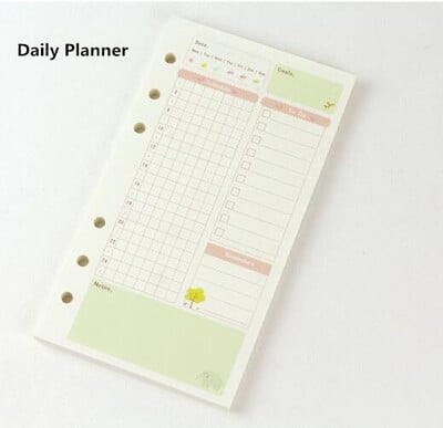 Kawayi A5 A6 Caiet cu frunze libere Reîncărcare Liant în spirală Pagina interioară Săptămânal Lunar To Do Line Dot Grid În interiorul hârtiei Papetarie