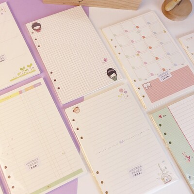 Kawayi A5 A6 Loose Leaf Notebook Refill Spiral Binder Inner Page Weekly Monthly To Do Line Dot Grid Inside Paper Stationery