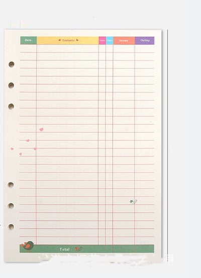 Kawayi A5 A6 Caiet cu frunze libere Reîncărcare Liant în spirală Pagina interioară Săptămânal Lunar To Do Line Dot Grid În interiorul hârtiei Papetarie