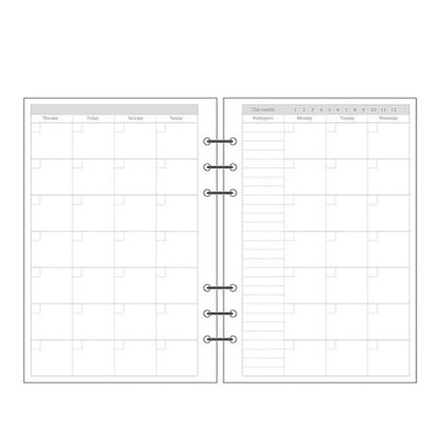 Fromthenoni armas täitepaberi täitematerjal Filofaxi spiraalsele sülearvutile A5 A6 A7 Planner värviline ruudustik tühi ülesannete loendi põhikirjatarbed