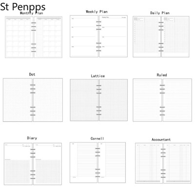 A5/A6/A7 Reîncărcare cu frunze libere Liant în spirală Planificator Agendă Inserare Program de organizare Plan 45 de coli Note Hârtie 6 găuri Grilă cu puncte