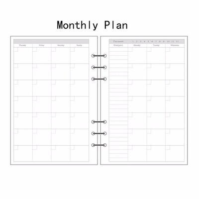 A5/A6/A7 brīvo lapu uzpildīšana spirālveida saistvielas plānotājs Dienasgrāmata Ievietot Grafiku Organizatora plāns 45 loksnes Piezīmes Papīrs 6 Caurumi Punktu režģis