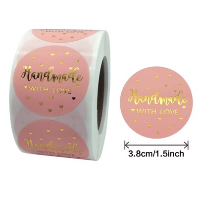 Valge käsitsi valmistatud armastusega kleebised 38 mm roosa küpsetussildiga pulmade tänukleebis peokaunistus ümbriku pitser kirjatarbed