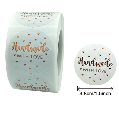 Valge käsitsi valmistatud armastusega kleebised 38 mm roosa küpsetussildiga pulmade tänukleebis peokaunistus ümbriku pitser kirjatarbed