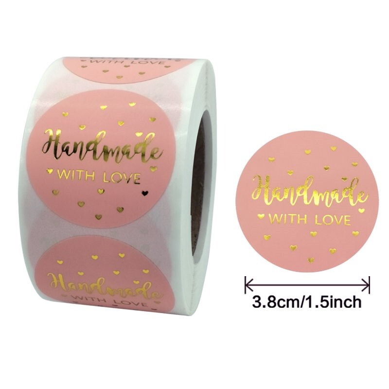 Valge käsitsi valmistatud armastusega kleebised 38 mm roosa küpsetussildiga pulmade tänukleebis peokaunistus ümbriku pitser kirjatarbed