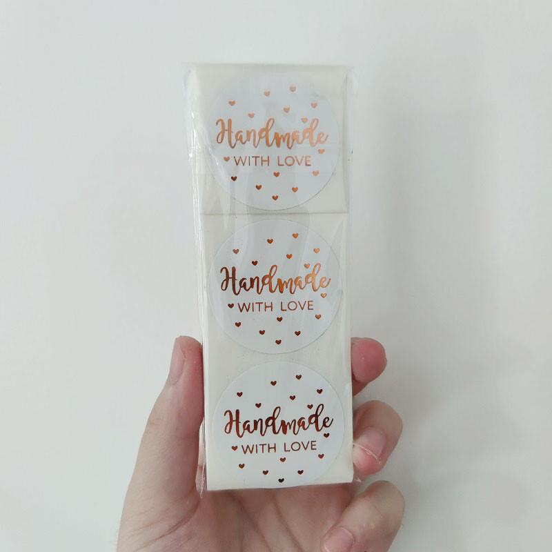 Valge käsitsi valmistatud armastusega kleebised 38 mm roosa küpsetussildiga pulmade tänukleebis peokaunistus ümbriku pitser kirjatarbed