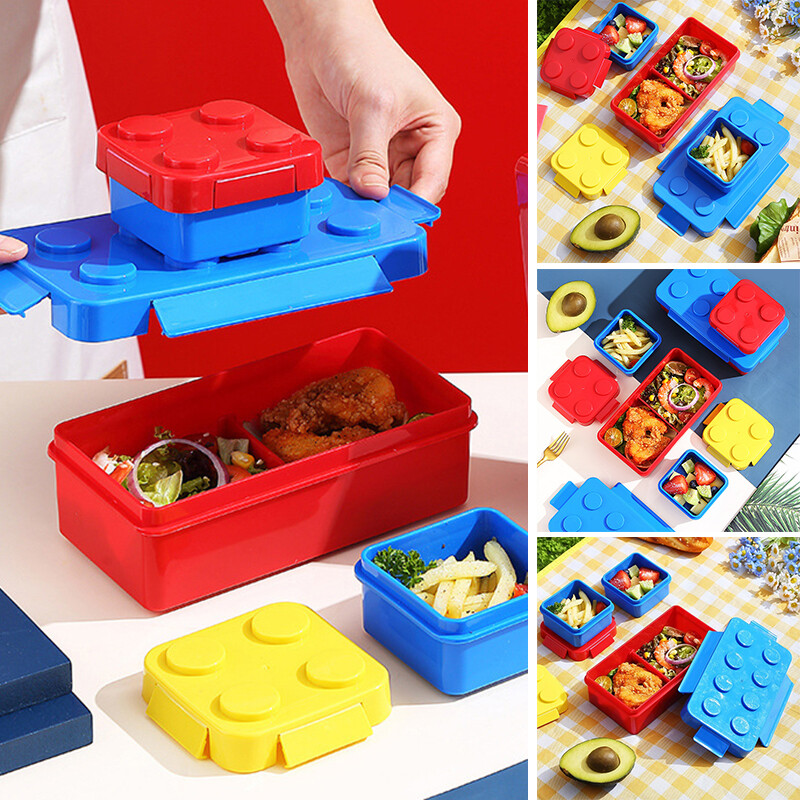Blocuri de construcție distractive creative Cutie de prânz Picnic copii Cutie de salată Cutie de fructe