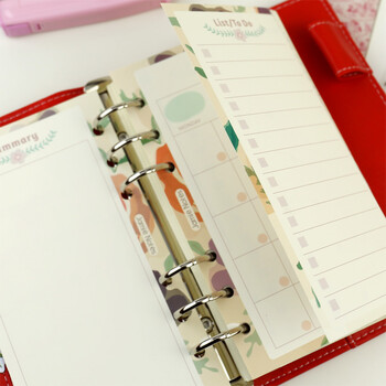 MyPretties Floral Monthly Planner Хартии за презареждане A5 A6 A7 Хартии за пълнене на 2 сгъвания за 6 дупки Органайзер Хартии за бележник N.468