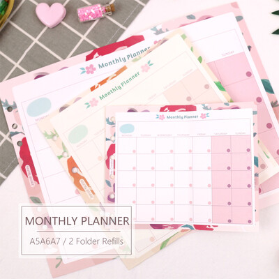 MyPretties Floral Monthly Planner Refill Papers A5 A6 A7 2 Fold Filler Papers for 6 Hole Binder Organizer Χαρτιά σημειωματάριου N.468