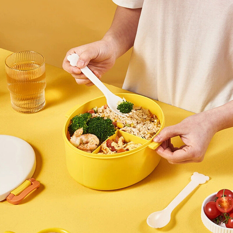 Cutie de prânz pentru copii, școală, cutie de gustări pentru copii, cutie de prânz, cutie bento, cu 3 compartimente, pentru microunde