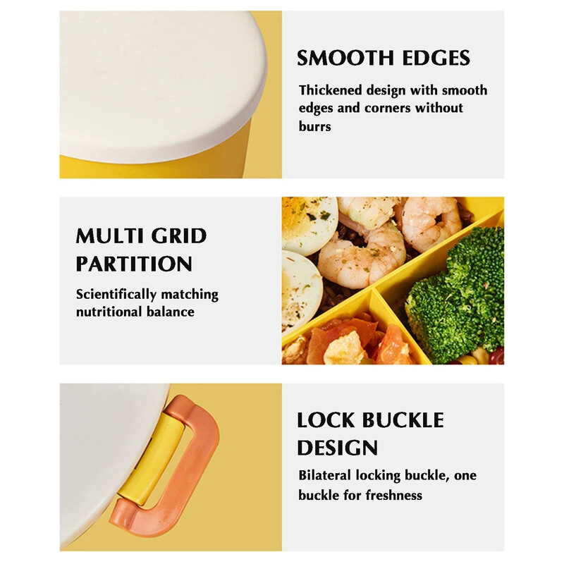 Cutie de prânz pentru copii, școală, cutie de gustări pentru copii, cutie de prânz, cutie bento, cu 3 compartimente, pentru microunde