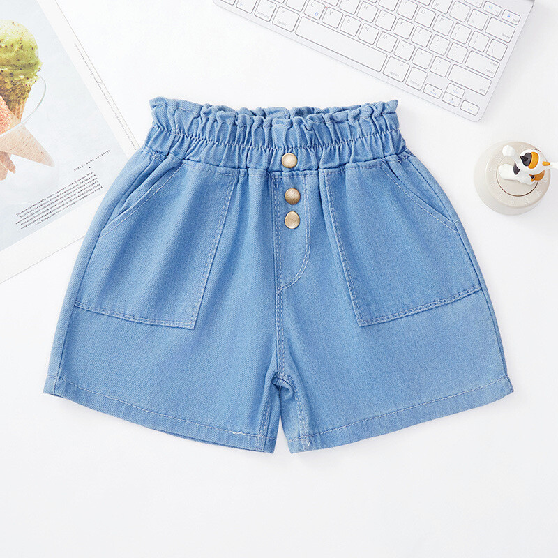 Mergaitėms Džinsiniai šortai Vasariniai Slim Fit Vidutiniams ir Dideliems Vaikams Baby Little Girl Išsiuvinėtos Hot Pants Viršutiniai drabužiai Vaikiškos Kelnės