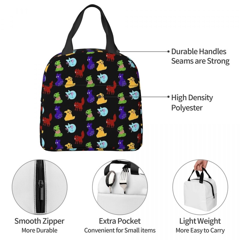 Rain World Downpour Downpour Slugcats Saci de prânz Bento Box Lunch Tote Saci de picnic rezistente la scurgeri Geantă termică Cooler pentru femeie, copii, școală