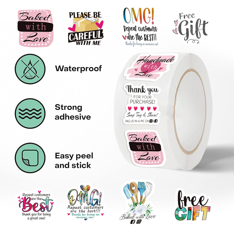 500 buc Autocolante de mulțumire cadou cadou Autocolante drăguțe de recompensă pentru școală, profesori, studenți, autocolante de papetărie pentru copii