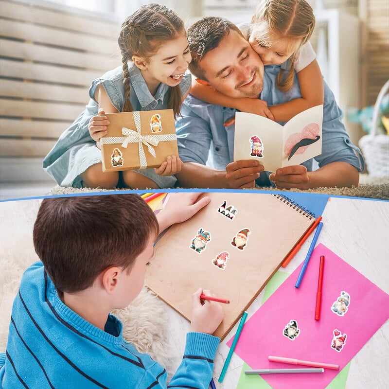 500 buc/rolă autocolante pitic gnom de Crăciun DIY PVC decalcomanie laptop decorare desene animate sigilare stiker recompensă cadou jucării