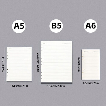 60 листа B5 A5 A6 Тетрадка с отделни листа, пълнител за спирала за подвързване Вътрешна страница Решетъчна линия Планер Бележник Хартия Училищни офис консумативи