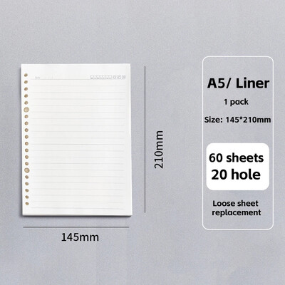 60 listova B5 A5 A6 Loose Leaf Notebook Refill Spiral Binder Unutarnja stranica Grid Line Planer Notepad Papir Školski uredski pribor