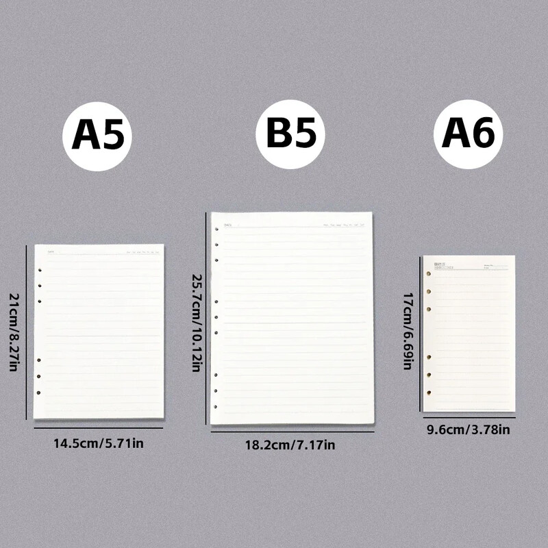 60 listova B5 A5 A6 Loose Leaf Notebook Refill Spiral Binder Unutarnja stranica Grid Line Planer Notepad Papir Školski uredski pribor