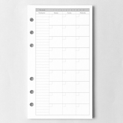 Caiet A5 A6 cu frunze libere Reîncărcare Liant în spirală Jurnal de pagină interioară Planificator lunar săptămânal Lista de activități Linie Dot Grilă în interiorul hârtiei