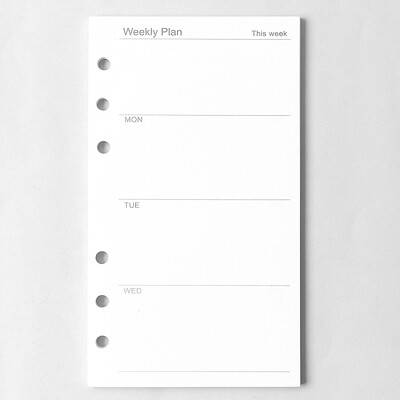 Caiet A5 A6 cu frunze libere Reîncărcare Liant în spirală Jurnal de pagină interioară Planificator lunar săptămânal Lista de activități Linie Dot Grilă în interiorul hârtiei