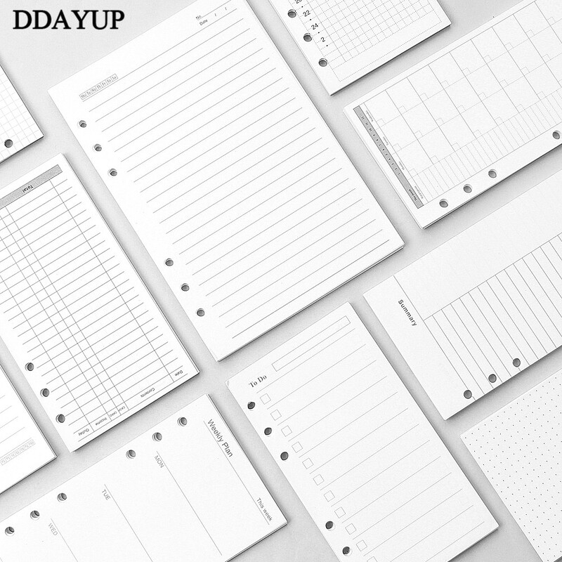 Caiet A5 A6 cu frunze libere Reîncărcare Liant în spirală Jurnal de pagină interioară Planificator lunar săptămânal Lista de activități Linie Dot Grilă în interiorul hârtiei