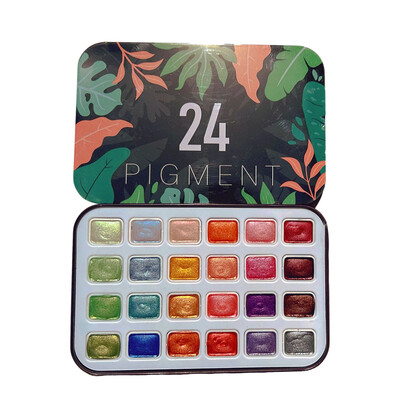 Komplet sjajnih jednobojnih vodenih boja u 24 boje Šarmantna svjetlucava boja za crtanje Svjetlucavi set pigmenata za bojanje za DIY nail art