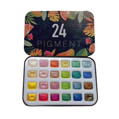 Komplet sjajnih jednobojnih vodenih boja u 24 boje Šarmantna svjetlucava boja za crtanje Svjetlucavi set pigmenata za bojanje za DIY nail art