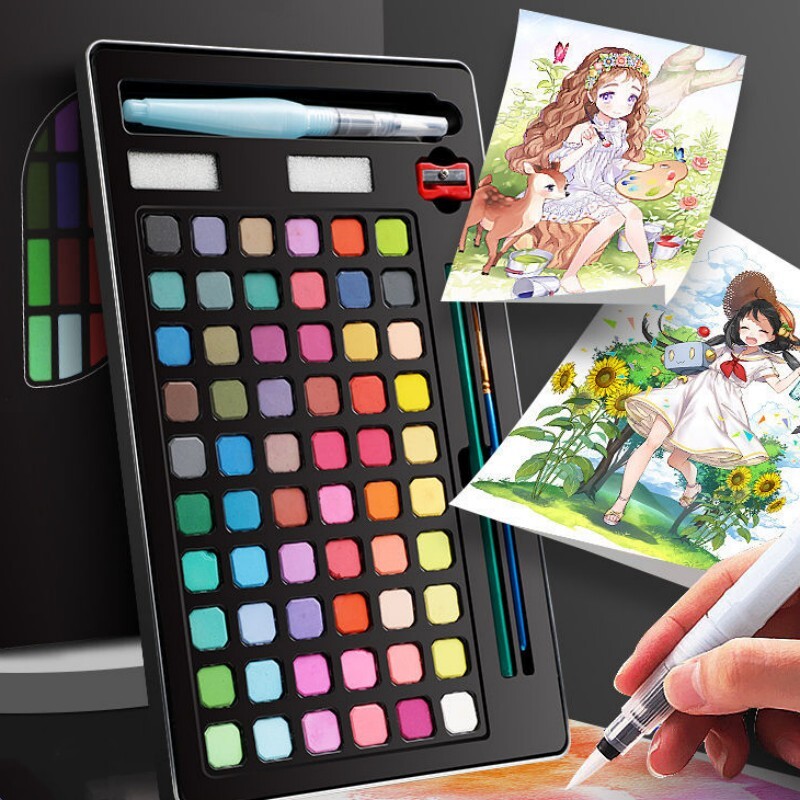 48/60/72 spalvų akvarelinių dažų rinkinys su teptuku Artist Solid Pigment nešiojamas piešimo rinkinys Dovanų raštinės reikmenys meno reikmenys