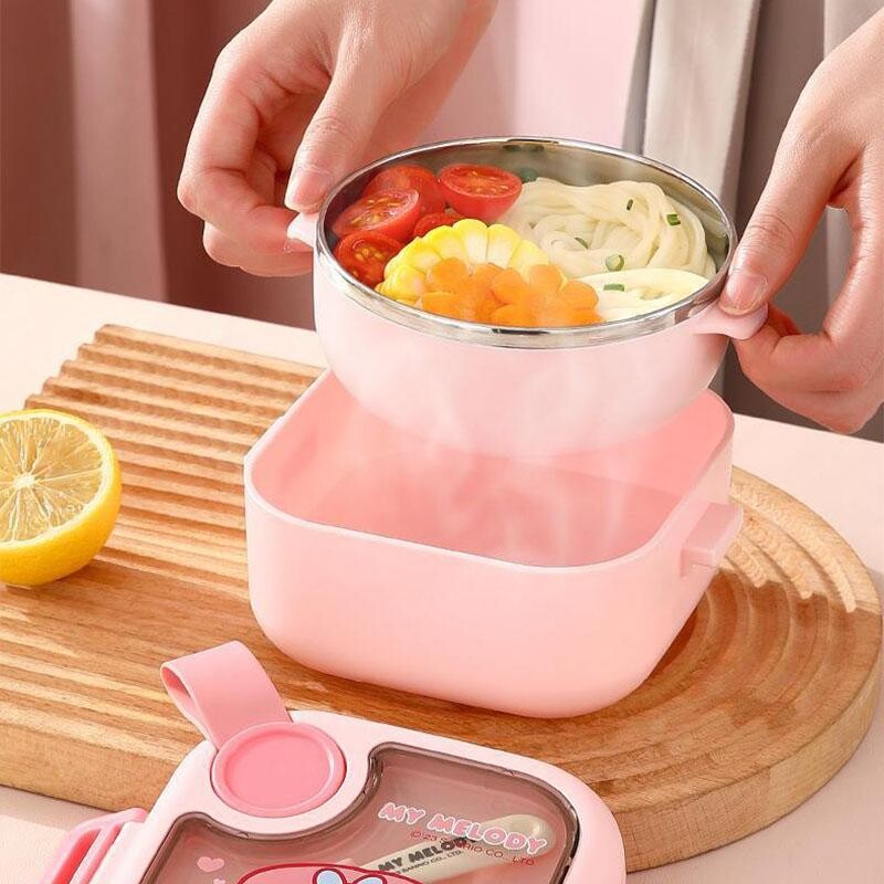 Cutie de prânz Sanrio My Melody de 750 ml Cinnamoroll Kawaii Desene animat drăguț de capacitate mare pentru studenți de uz casnic, cutie izolată pentru masă, veselă