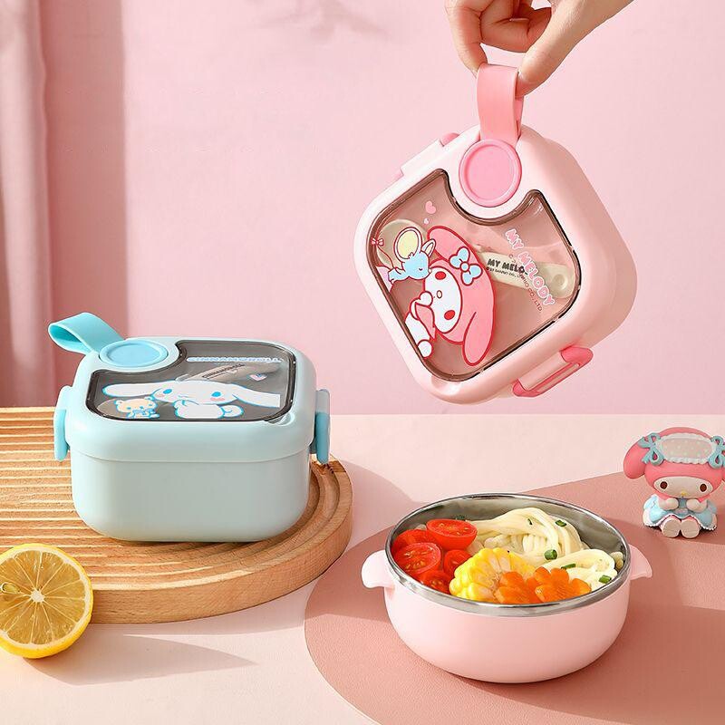 Cutie de prânz Sanrio My Melody de 750 ml Cinnamoroll Kawaii Desene animat drăguț de capacitate mare pentru studenți de uz casnic, cutie izolată pentru masă, veselă