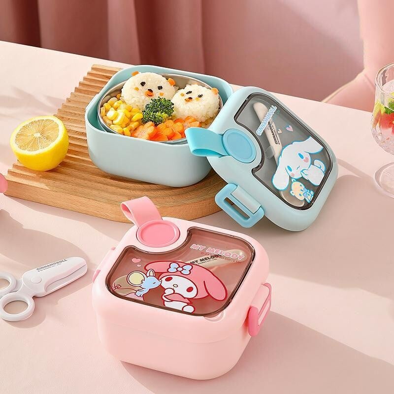 Cutie de prânz Sanrio My Melody de 750 ml Cinnamoroll Kawaii Desene animat drăguț de capacitate mare pentru studenți de uz casnic, cutie izolată pentru masă, veselă