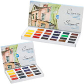 White Nights Sonnet Artists Watercolors Paint Set 16/24 svijetlih i živih boja Pune posude 2,5 ml u kartonskoj kutiji Proizvedeno u Rusiji