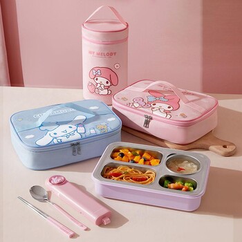 Sanrio My Melody Lunch Box Bag Kawaii Cinnamoroll Student Large Capacity Cartoon Сладка преносима водоустойчива изолирана чанта Bento