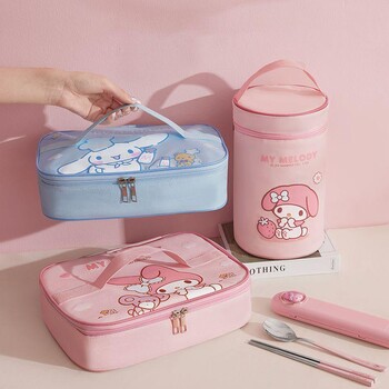 Sanrio My Melody Lunch Box Bag Kawaii Cinnamoroll Student Large Capacity Cartoon Сладка преносима водоустойчива изолирана чанта Bento