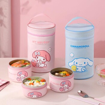 Sanrio My Melody Lunch Box Bag Kawaii Cinnamoroll Student Large Capacity Cartoon Сладка преносима водоустойчива изолирана чанта Bento