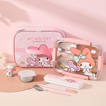 Sanrio My Melody Lunch Box Bag Kawaii Cinnamoroll Student Large Capacity Cartoon Сладка преносима водоустойчива изолирана чанта Bento