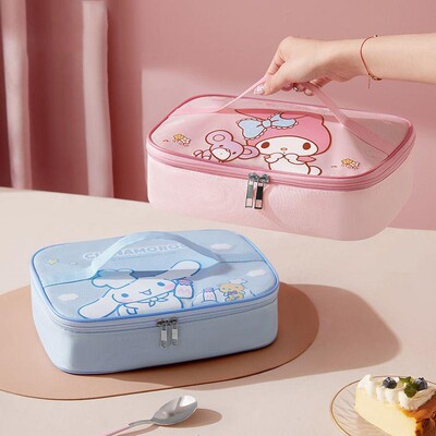 Sanrio My Melody Lunch Box Bag Kawaii Cinnamoroll Student Large Capacity Cartoon Сладка преносима водоустойчива изолирана чанта Bento