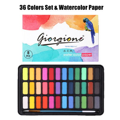 Profesionalni set akvarela 24/36 boja pigment za slikanje akvarelom s kistom i set akvarel papira za slikanje