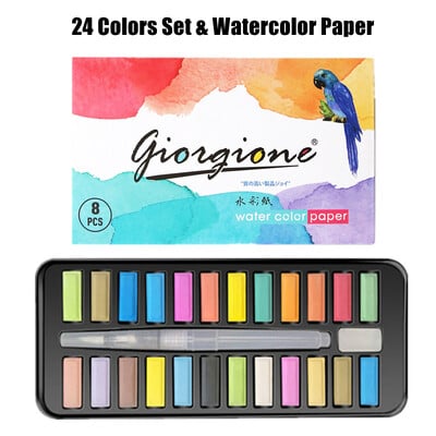 Profesionalni set akvarela 24/36 boja pigment za slikanje akvarelom s kistom i set akvarel papira za slikanje