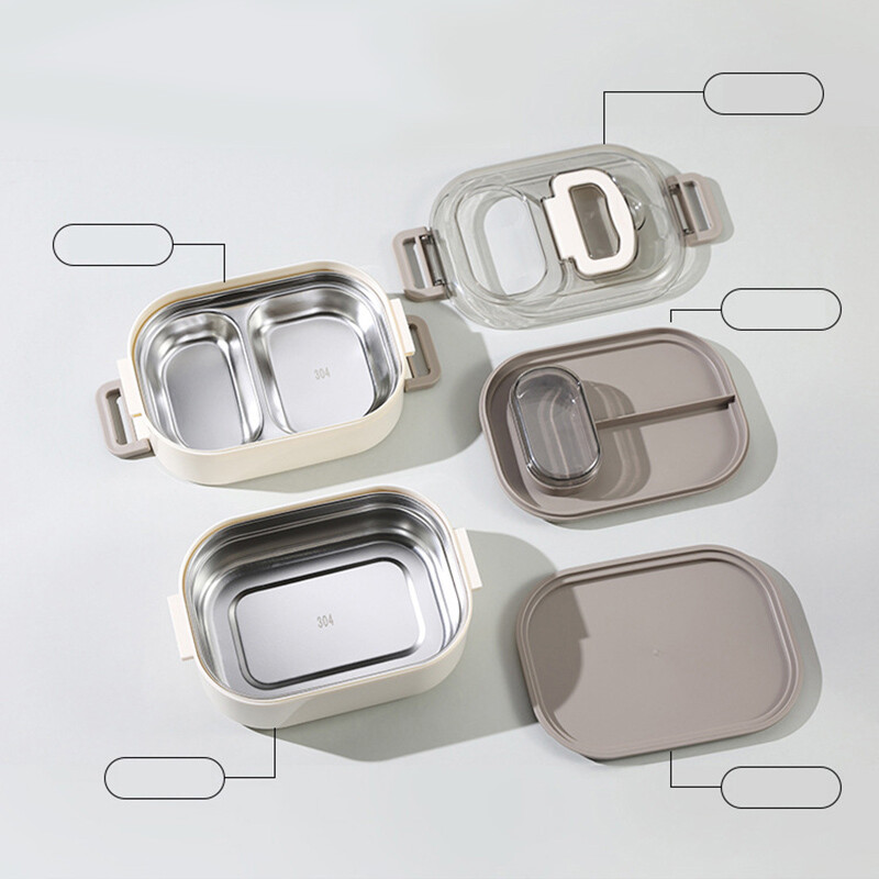 Clearly 304 roostevabast terasest söögikarp, kaasaskantav lekkekindel toiduainete hoiukonteiner koolitöötaja lastele õues matkamiseks Bento kasti komplekt