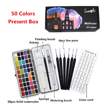 SeamiArt Solid Watercolor Paint Set Metal Box Solid Watercolor Paper Suppliments Watercolor Pigment for Beginner Рисуване Watercolor