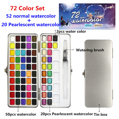 SeamiArt Solid Watercolor Paint Σετ Μεταλλικό Κουτί Μασίφ Ακουαρέλα Χαρτί Προμήθειες Ακουαρέλα Pigment για αρχάριους Σχεδιάζοντας Ακουαρέλα