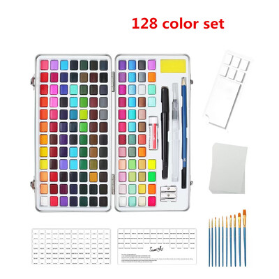 SeamiArt Solid Watercolor Paint Σετ Μεταλλικό Κουτί Μασίφ Ακουαρέλα Χαρτί Προμήθειες Ακουαρέλα Pigment για αρχάριους Σχεδιάζοντας Ακουαρέλα